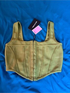 PrettyLittleThing Olive corset Crop Top
